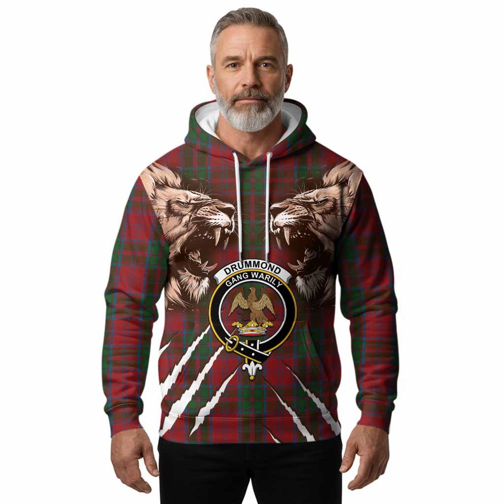 Drummond Tartan Crest Hoodie Ferocious Lion Style