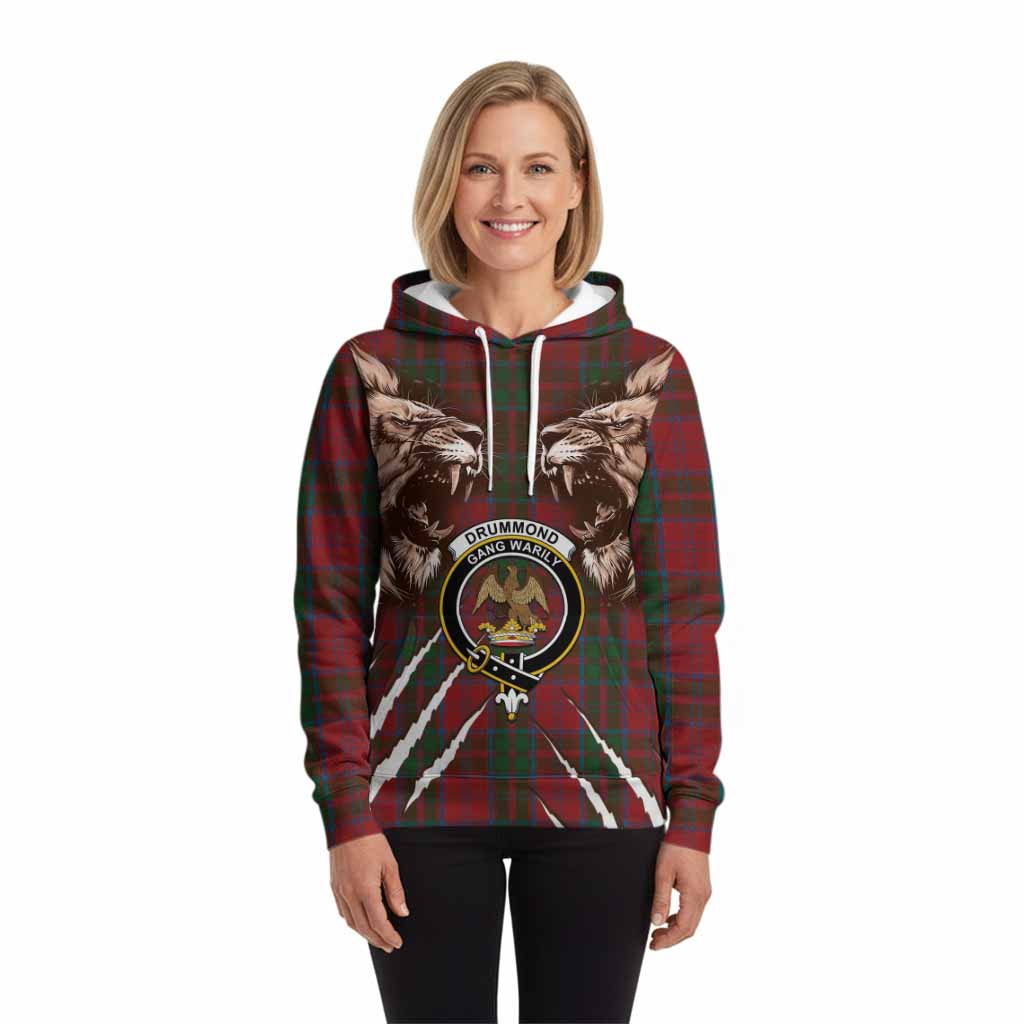 Drummond Tartan Crest Hoodie Ferocious Lion Style