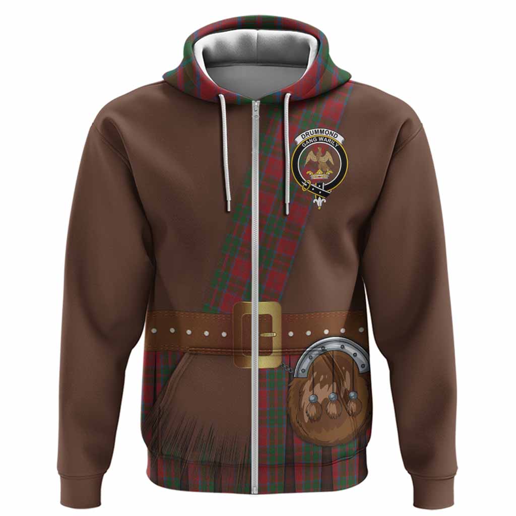 Drummond Tartan Crest Hoodie Kilt Costume Style