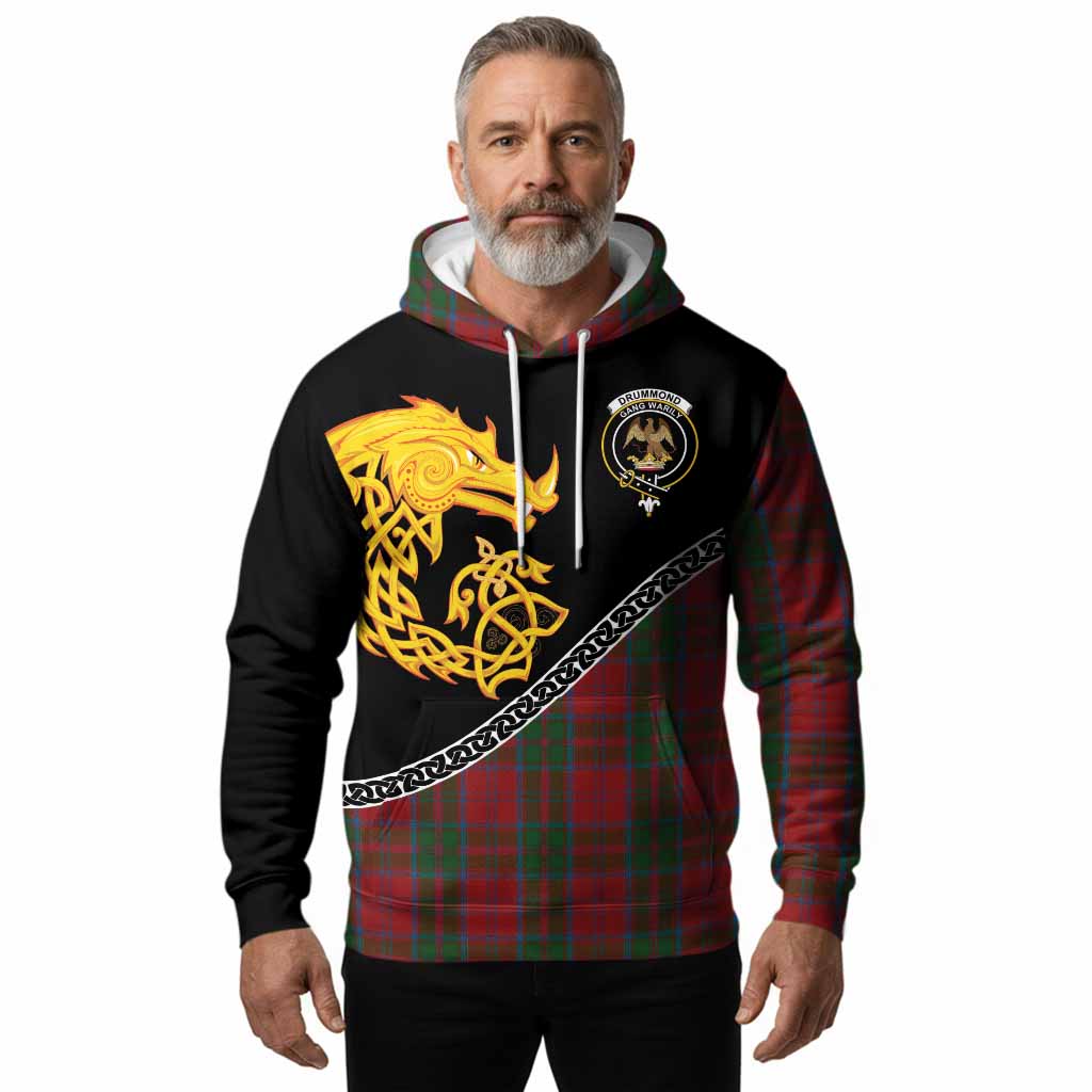Drummond Tartan Crest Hoodie Legendary Dragon Knot Half Style
