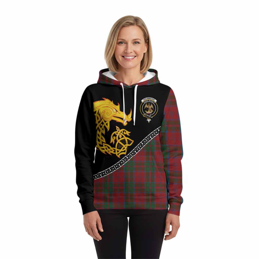 Drummond Tartan Crest Hoodie Legendary Dragon Knot Half Style