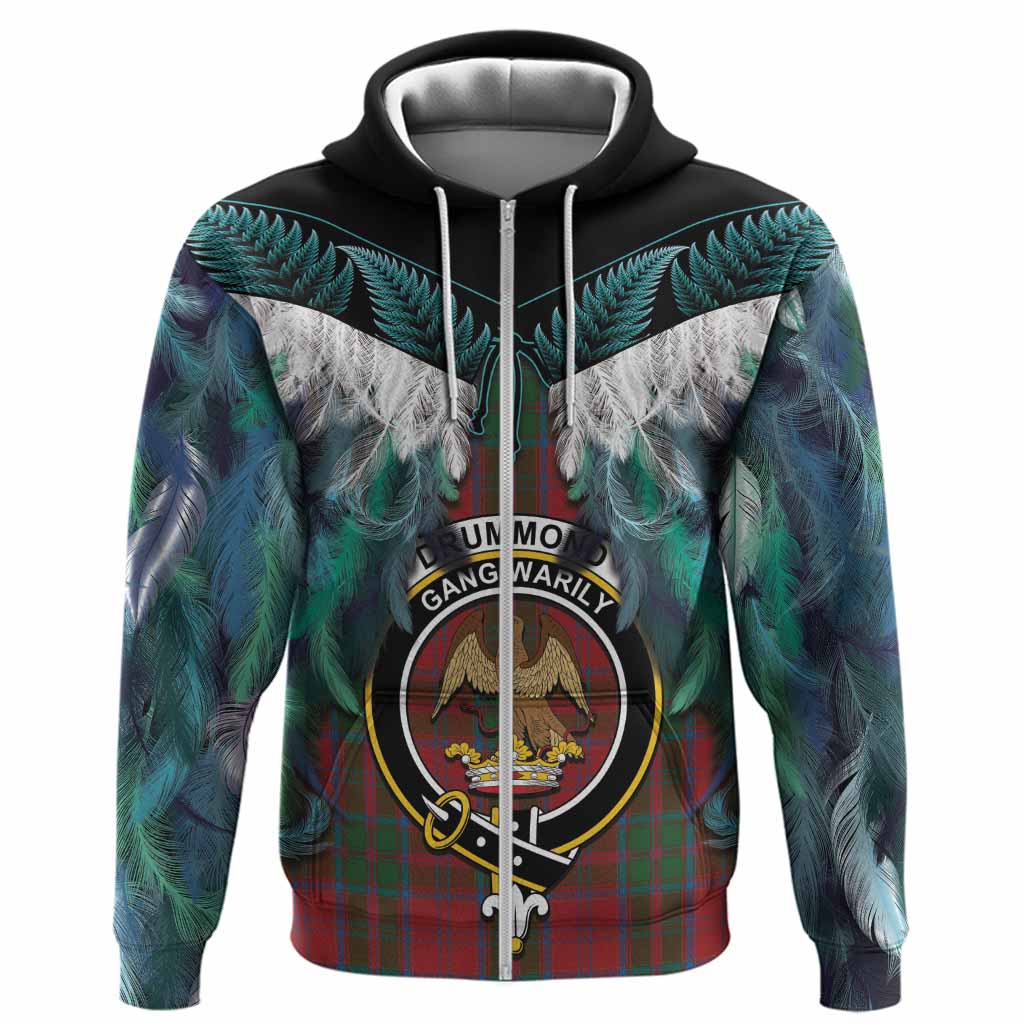 Drummond Tartan Crest Hoodie New Zealand Maori Korowai Cloak
