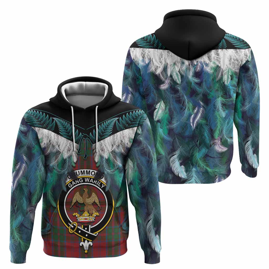 Drummond Tartan Crest Hoodie New Zealand Maori Korowai Cloak