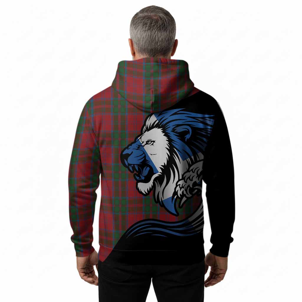 Drummond Tartan Crest Hoodie Scottish Golden Lions Wave Flow