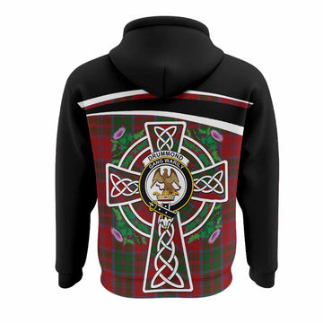 Drummond Tartan Crest Hoodie Scottish Thistle Celtic Cross Alba Gu Brath