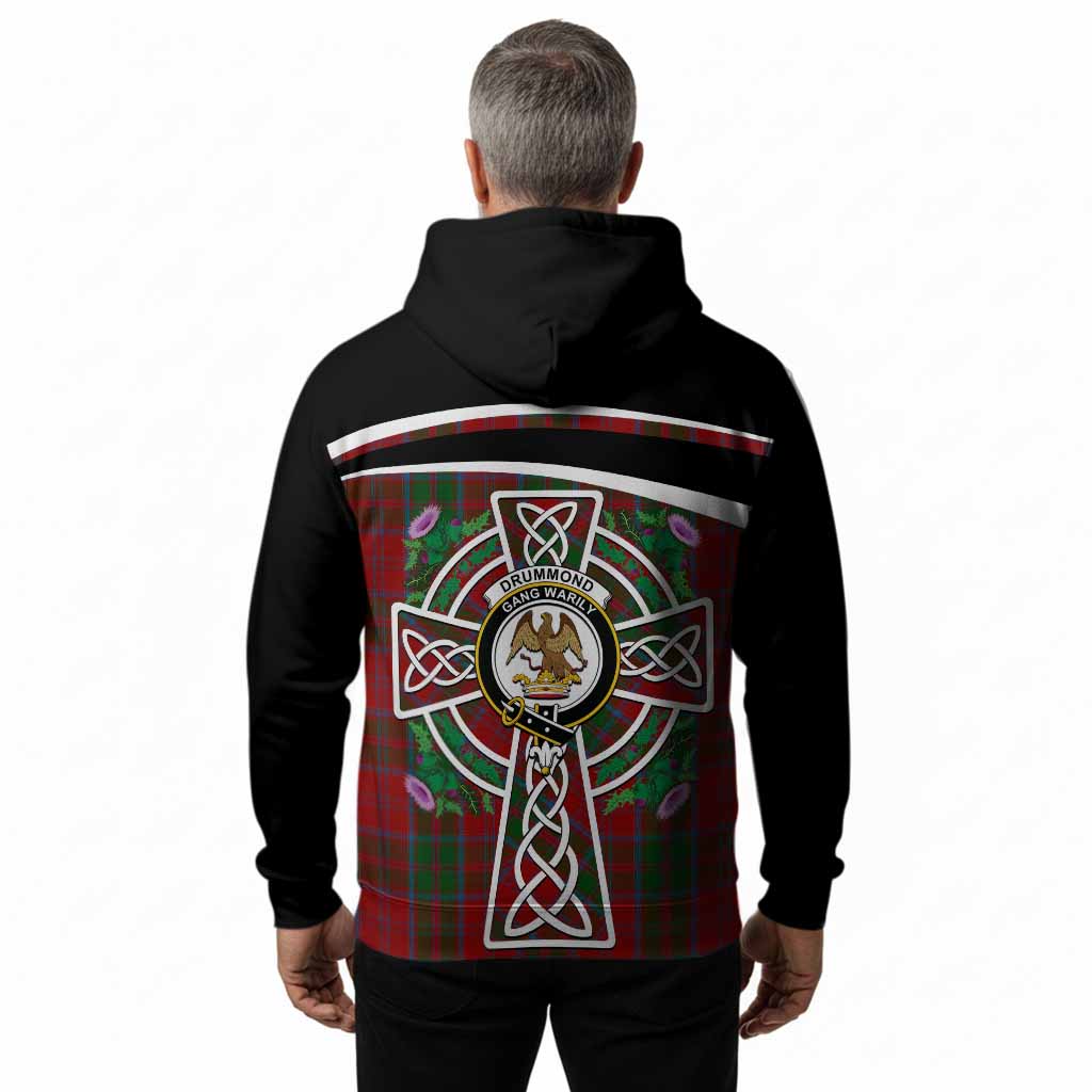 Drummond Tartan Crest Hoodie Scottish Thistle Celtic Cross Alba Gu Brath