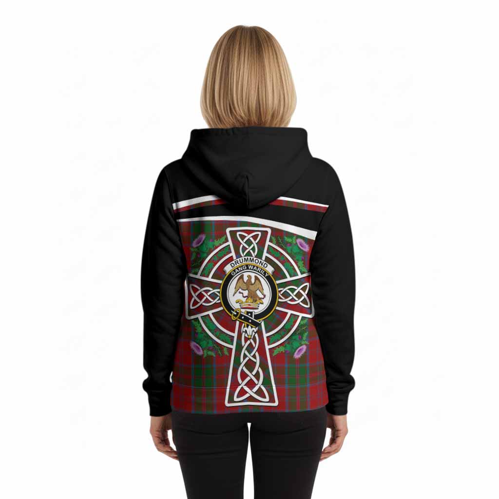 Drummond Tartan Crest Hoodie Scottish Thistle Celtic Cross Alba Gu Brath