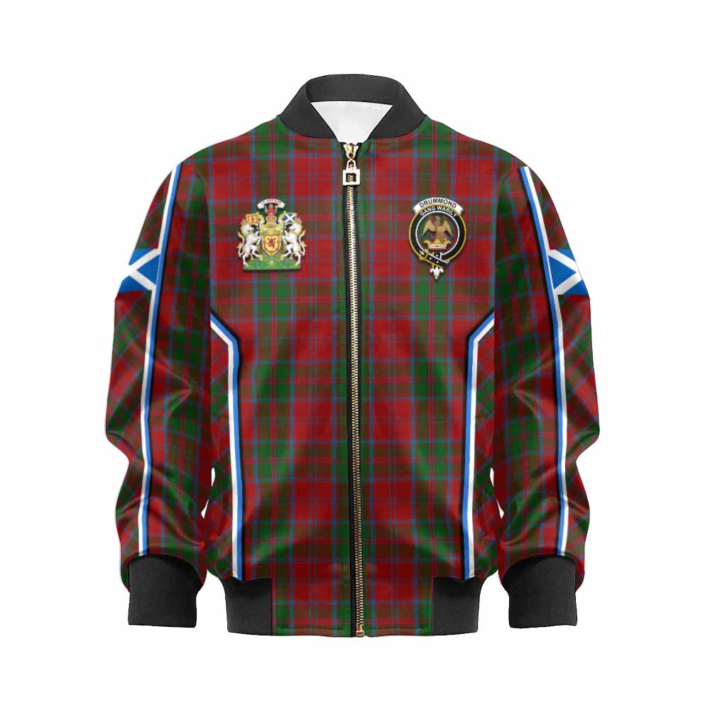 Drummond Tartan Crest Kid Bomber Jacket Scotland Coat of Arm Flag Style - Tartan Vibes Clothing