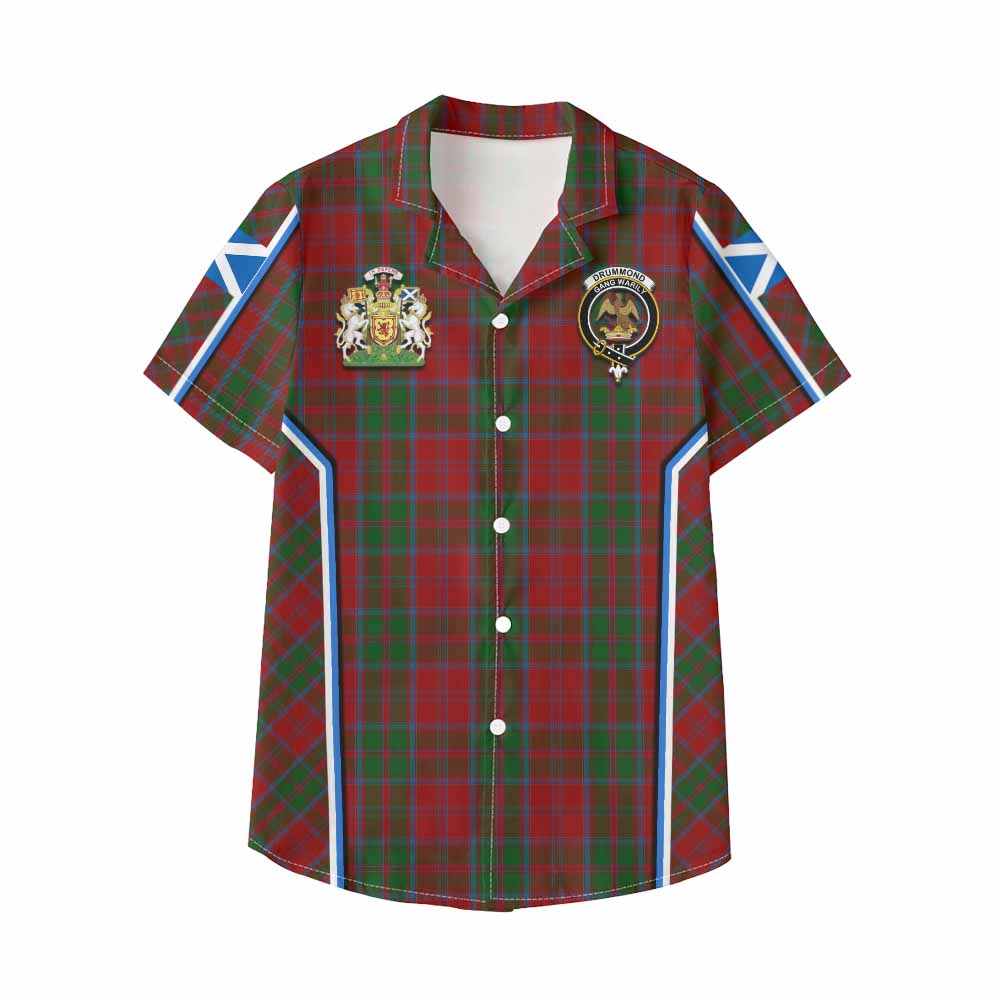 Drummond Tartan Crest Kid Hawaiian Shirt Scotland Coat of Arm Flag Style - Tartan Vibes Clothing
