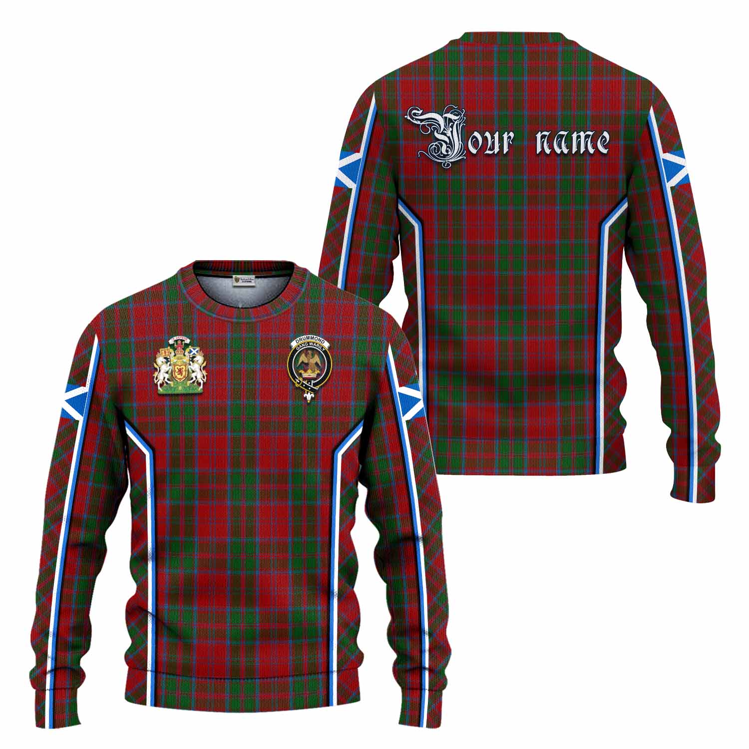Drummond Tartan Crest Knitted Sweater Scotland Coat of Arm Flag Style - Tartan Vibes Clothing
