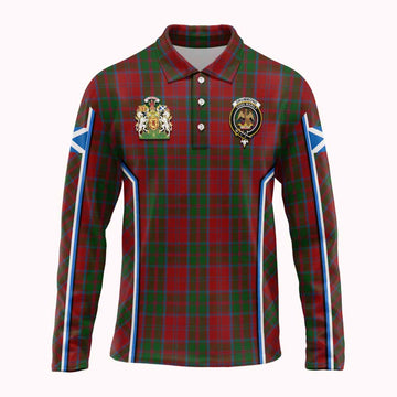 Drummond Tartan Crest Long Sleeve Polo Shirt Scotland Coat of Arm Flag Style