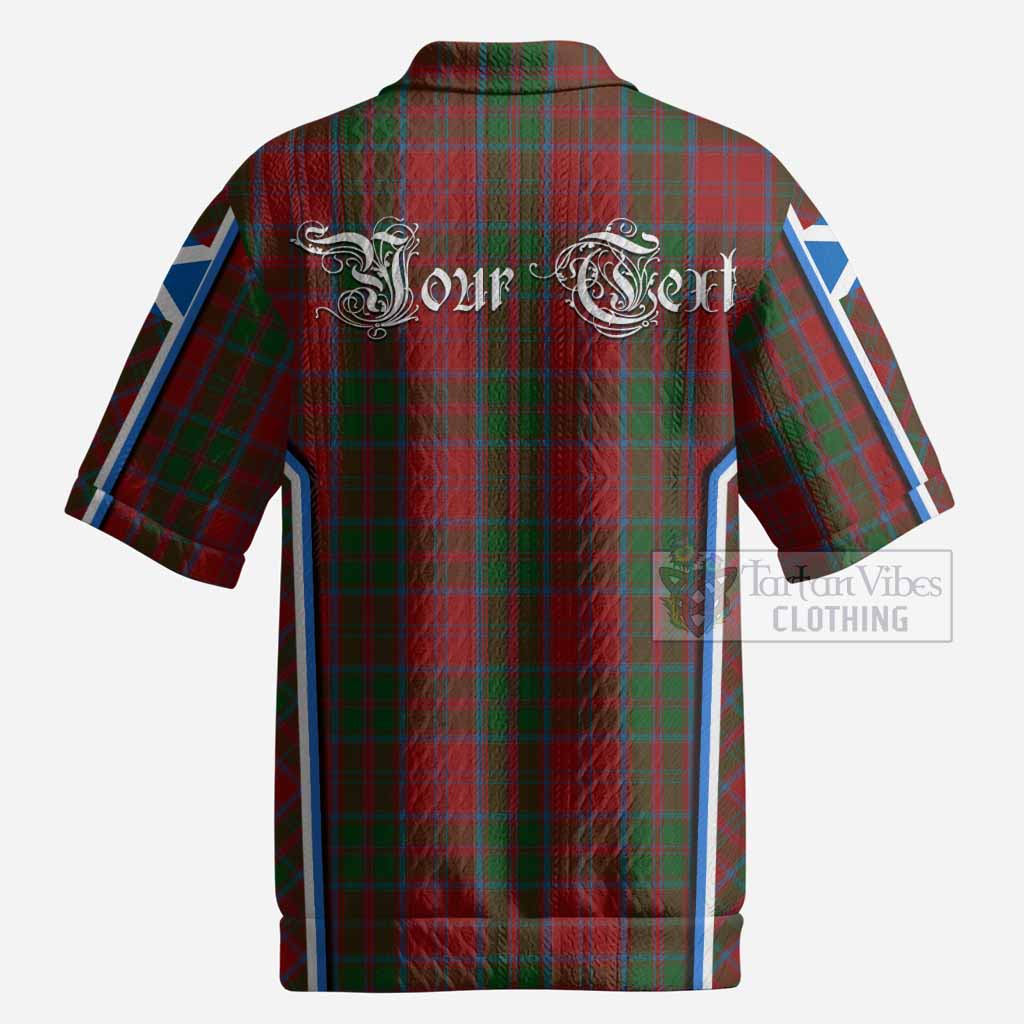 Drummond Tartan Crest Men’s Polo Sweater Top Scotland Coat of Arm Flag Style