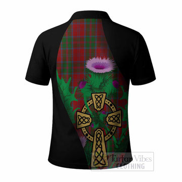 Drummond Tartan Crest Polo Shirt Celtic Cross Thistle Flowers