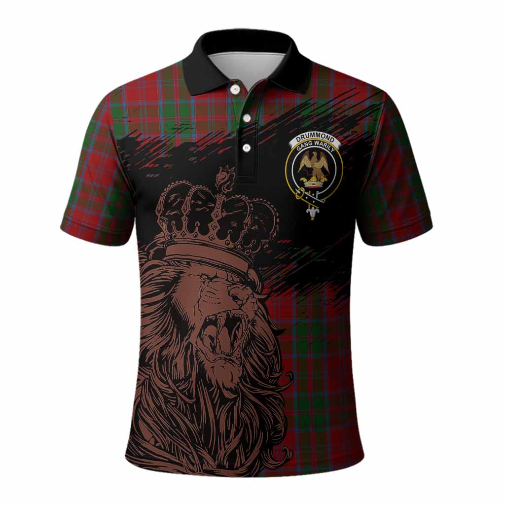 Drummond Tartan Crest Polo Shirt Crowned Lion Heritage Style
