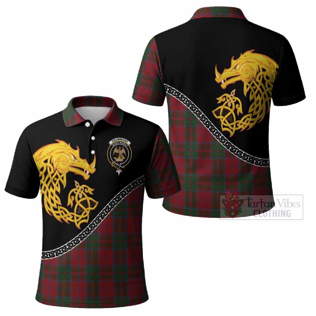 Drummond Tartan Crest Polo Shirt Legendary Dragon Knot Half Style