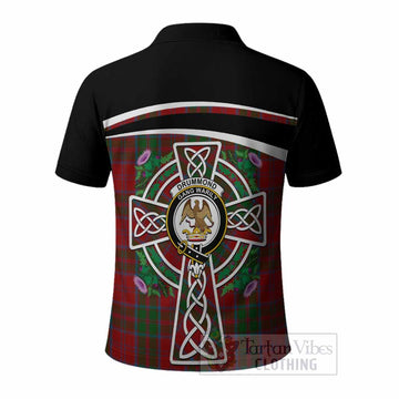 Drummond Tartan Crest Polo Shirt Scottish Thistle Celtic Cross Alba Gu Brath