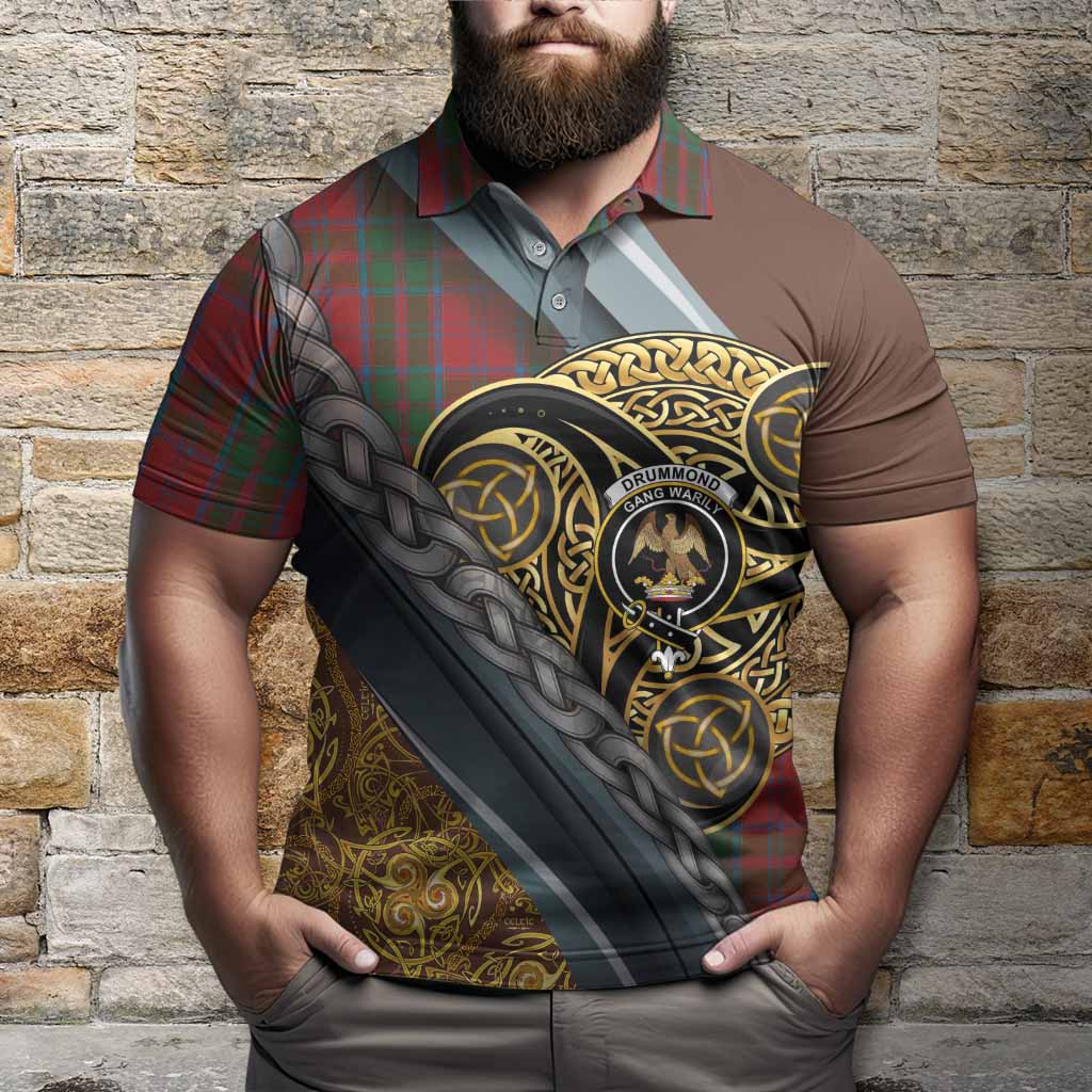 Drummond Tartan Crest Polo Shirt Scottish Triskele Celtic