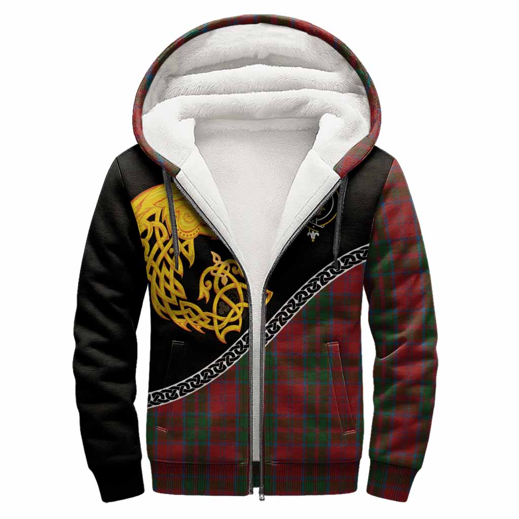 Drummond Tartan Crest Sherpa Hoodie Legendary Dragon Knot Half Style