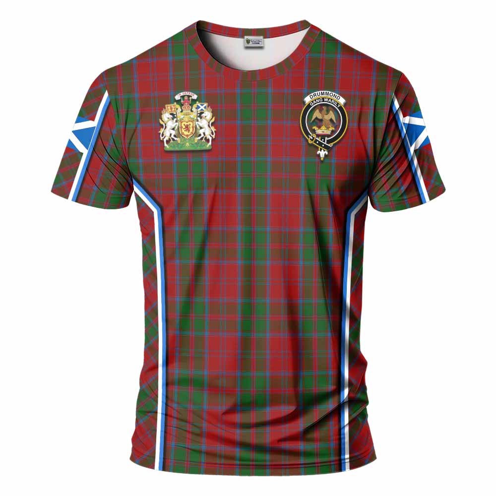 Drummond Tartan Crest T-shirt Scotland Coat of Arm Flag Style - Tartan Vibes Clothing