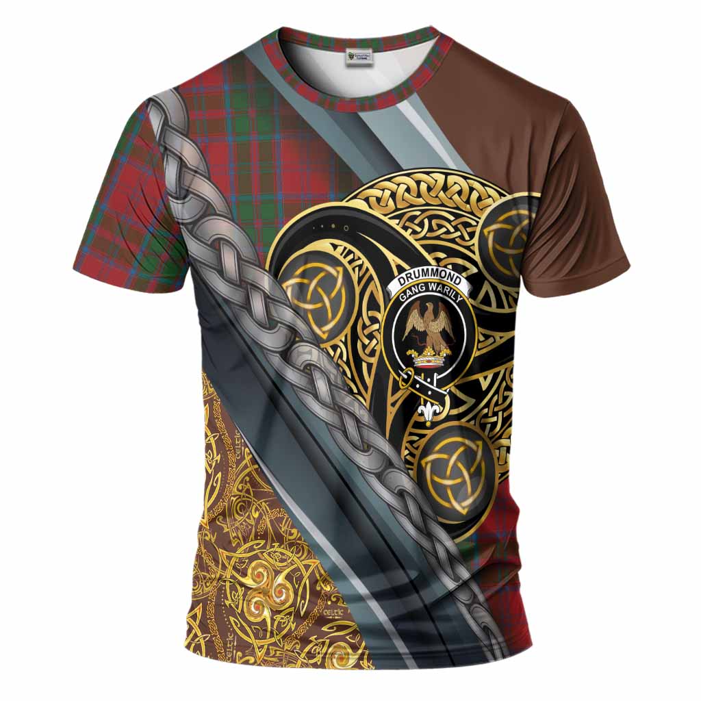 Drummond Tartan Crest T-Shirt Scottish Triskele Celtic