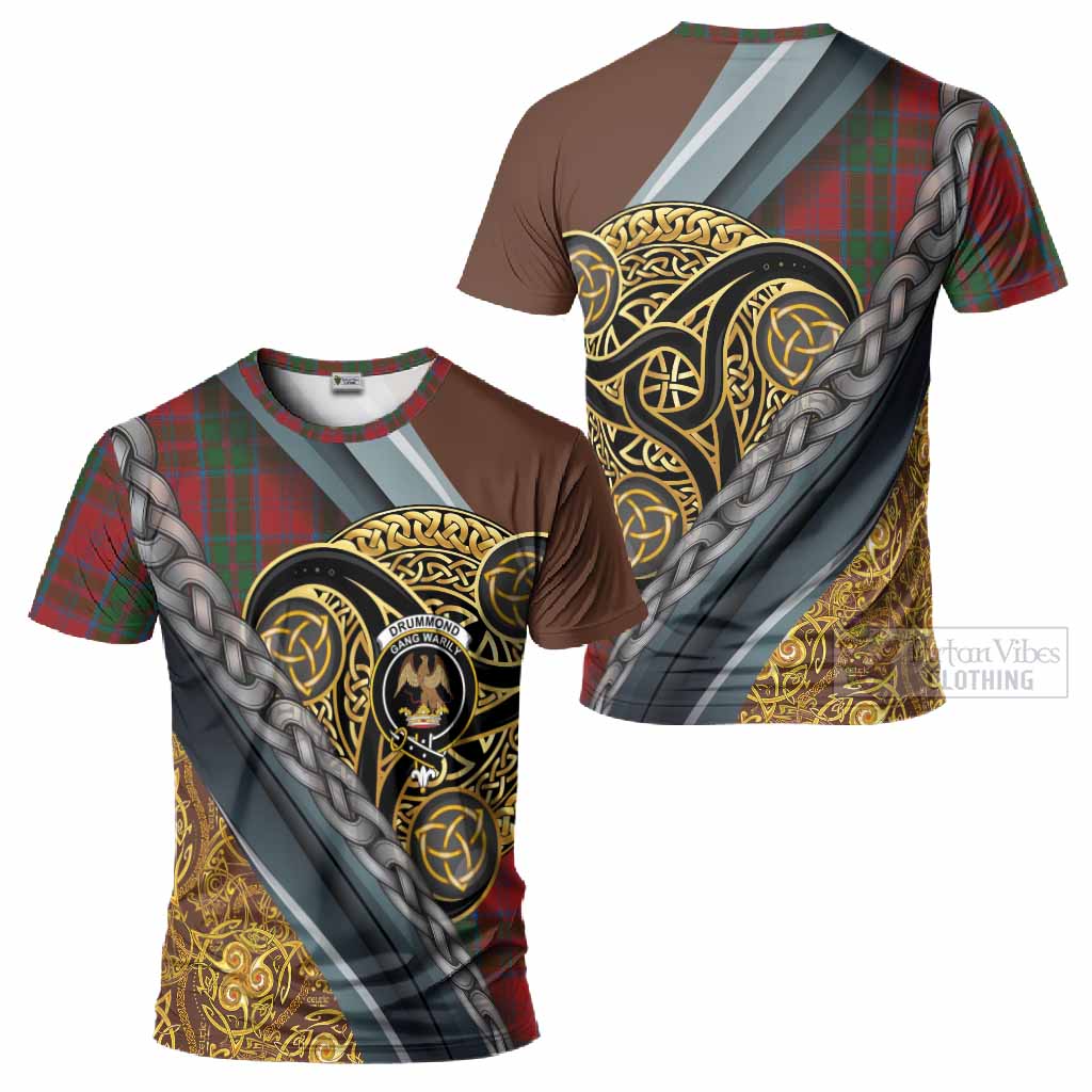Drummond Tartan Crest T-Shirt Scottish Triskele Celtic