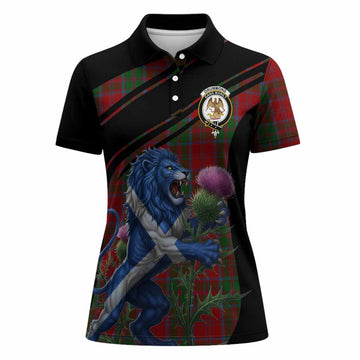Drummond Tartan Crest Women Polo Shirt Scottish Lion Rampant Thistle