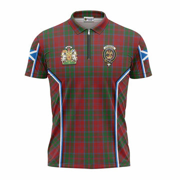 Drummond Tartan Crest Zipper Polo Shirt Scotland Coat of Arm Flag Style