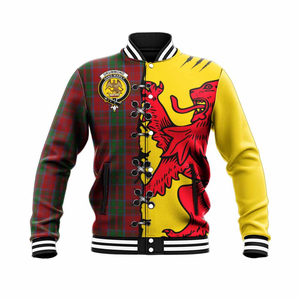 Drummond Tartan Family Crest Baseball Jacket Lion Rampant Honor - Tartan Vibes Clothing