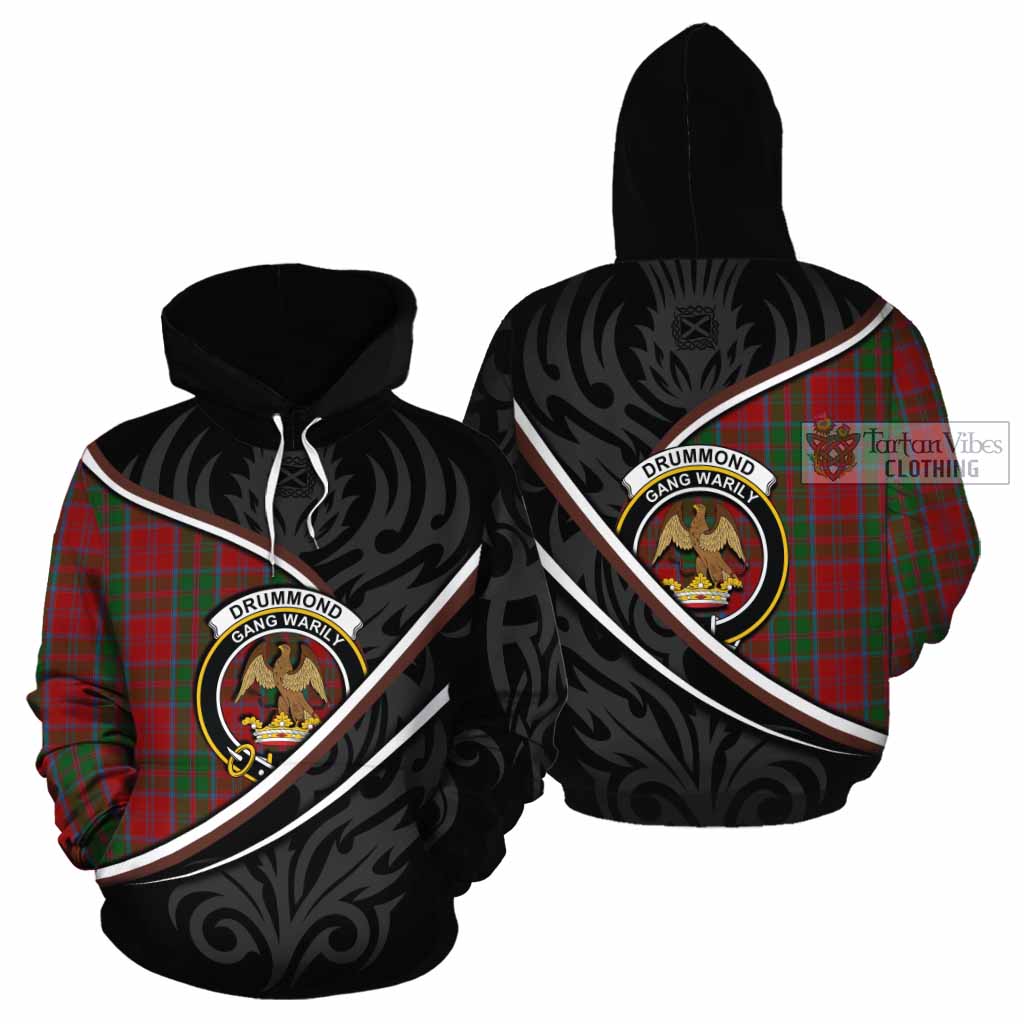 Drummond Tartan Family Crest Cotton Hoodie Celtic Scottish Thistle Floral - Tartan Vibes Clothing