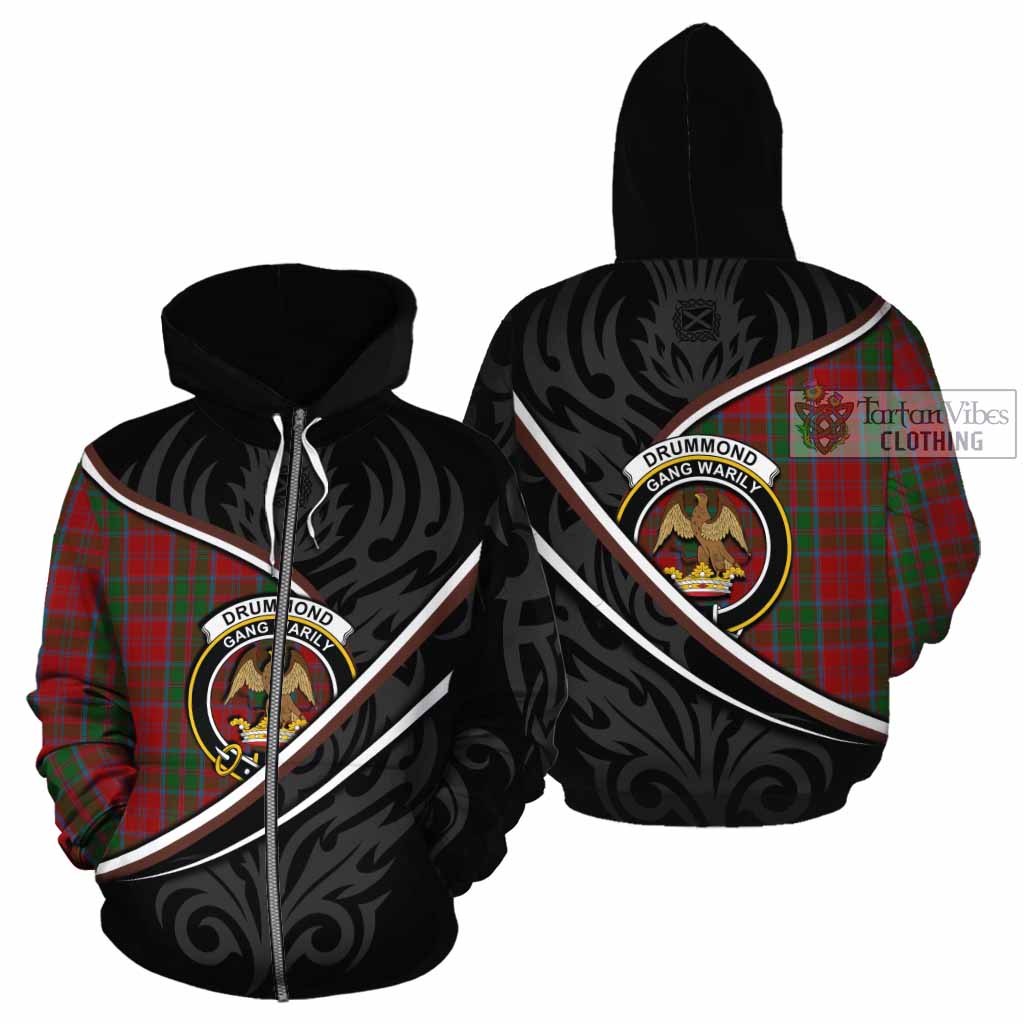Drummond Tartan Family Crest Cotton Hoodie Celtic Scottish Thistle Floral - Tartan Vibes Clothing