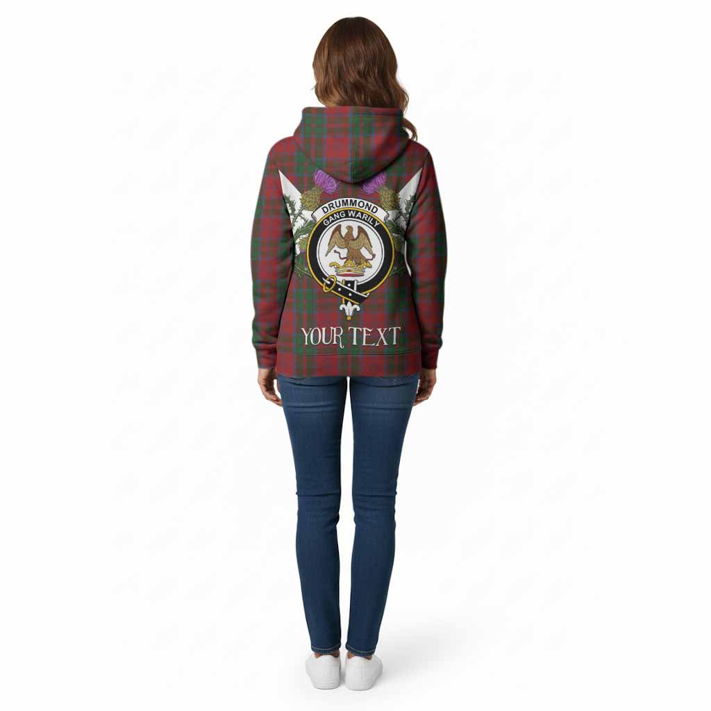 Drummond Tartan Family Crest Cotton Hoodie Scottish Burns Night Thistle Floral