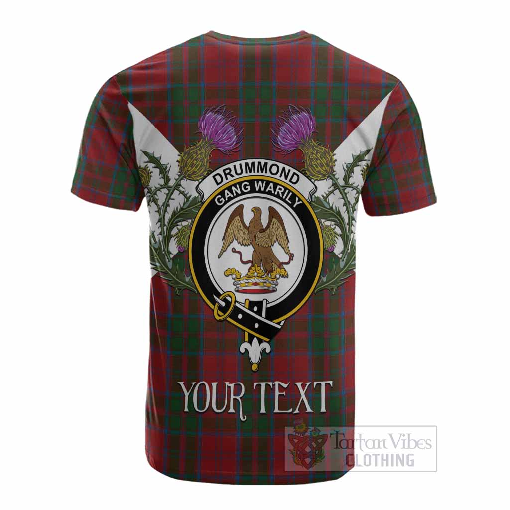 Drummond Tartan Family Crest Cotton T-shirt Scottish Burns Night Thistle Floral