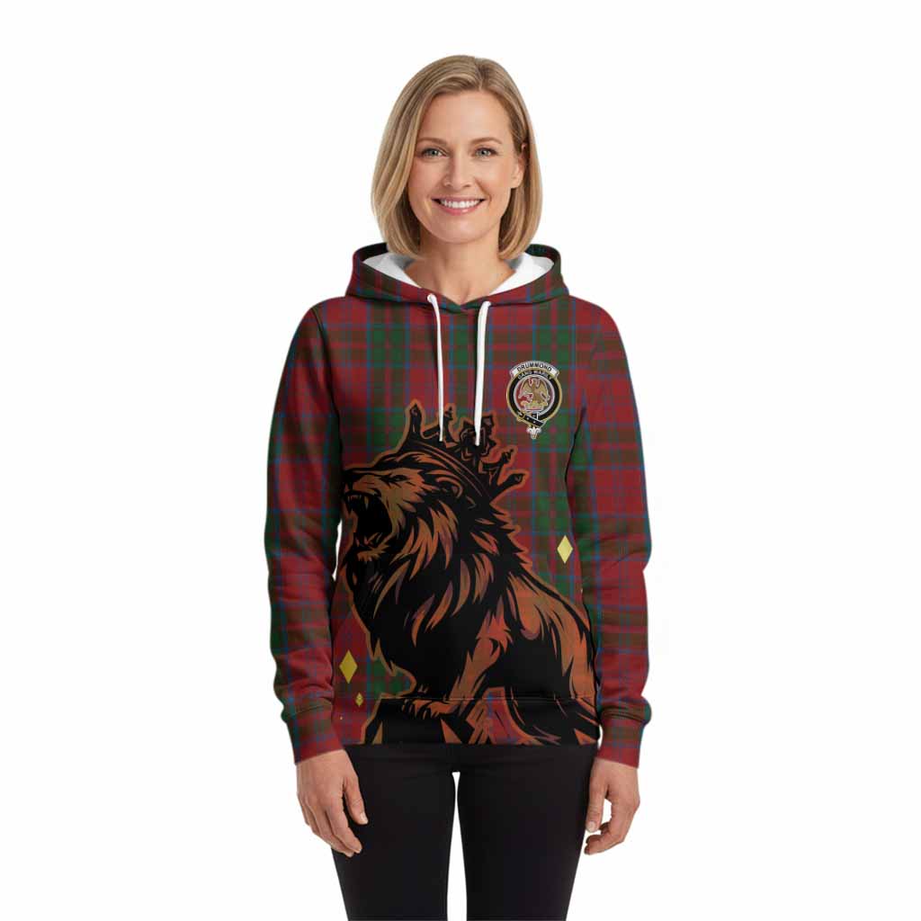 Drummond Tartan Family Crest Hoodie Crowned Lion Roaring