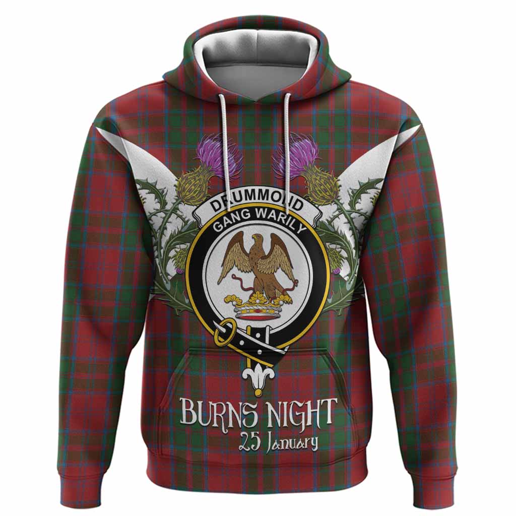 Drummond Tartan Family Crest Hoodie Scottish Burns Night Thistle Floral