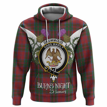 Drummond Tartan Family Crest Hoodie Scottish Burns Night Thistle Floral