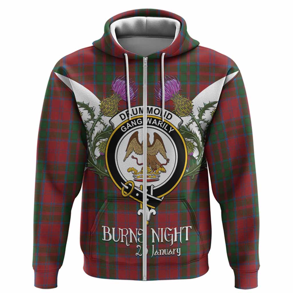 Drummond Tartan Family Crest Hoodie Scottish Burns Night Thistle Floral