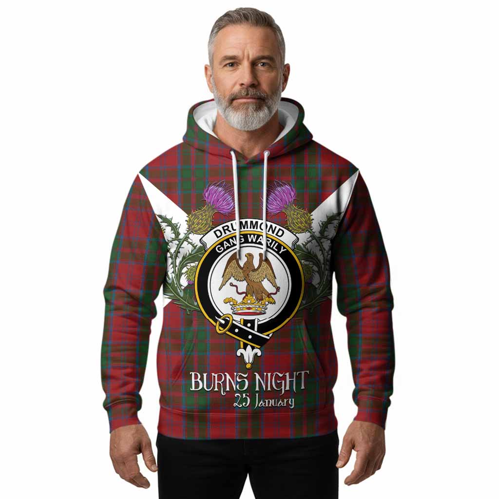 Drummond Tartan Family Crest Hoodie Scottish Burns Night Thistle Floral