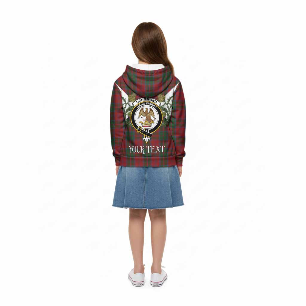 Drummond Tartan Family Crest Kid Hoodie Scottish Burns Night Thistle Floral
