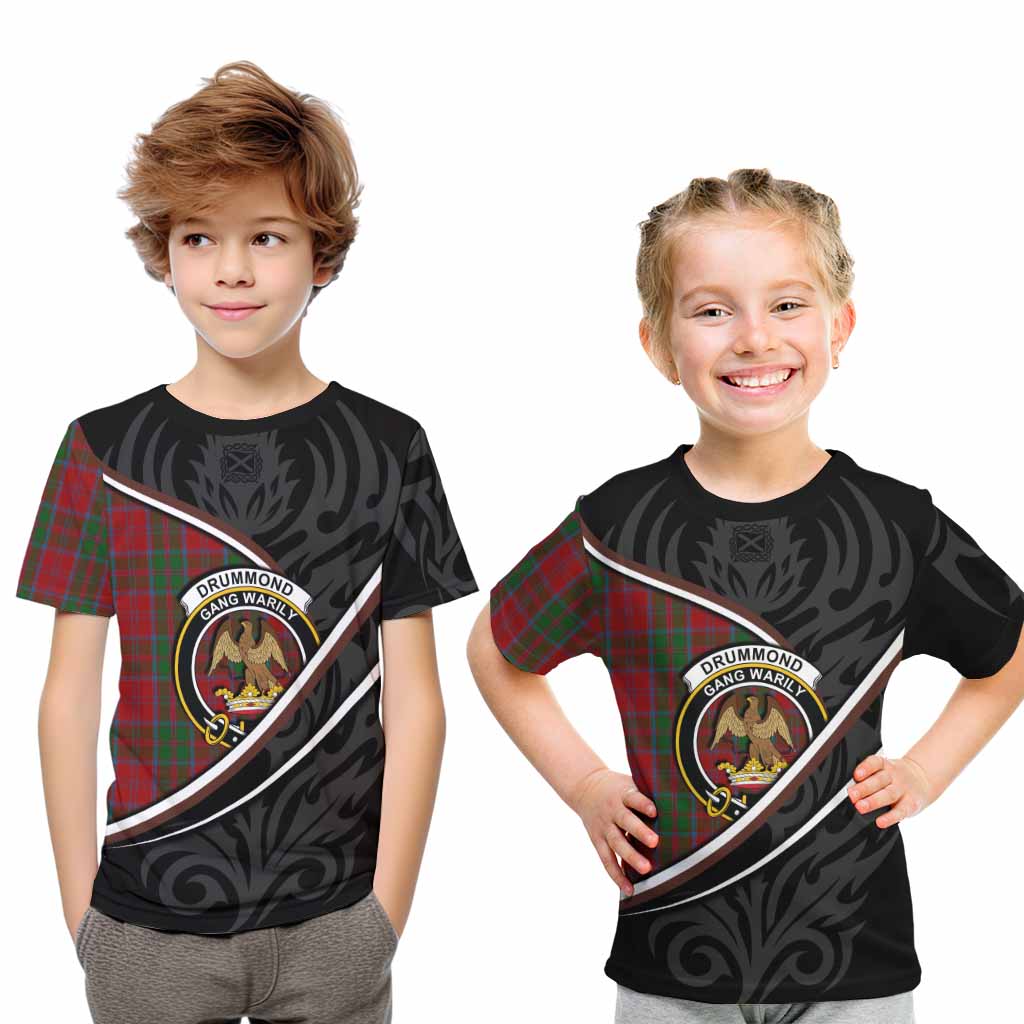 Drummond Tartan Family Crest Kid T-shirt Celtic Scottish Thistle Floral - Tartan Vibes Clothing
