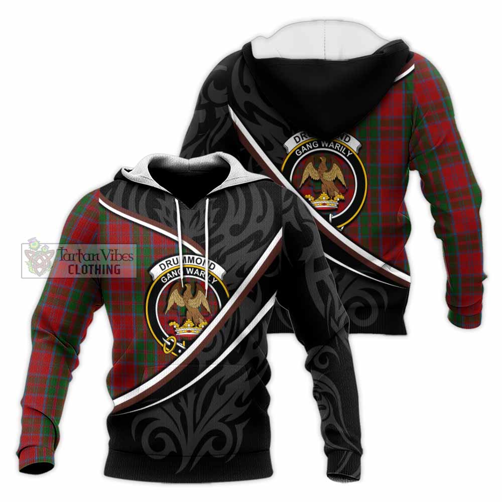 Drummond Tartan Family Crest Knitted Hoodie Celtic Scottish Thistle Floral - Tartan Vibes Clothing