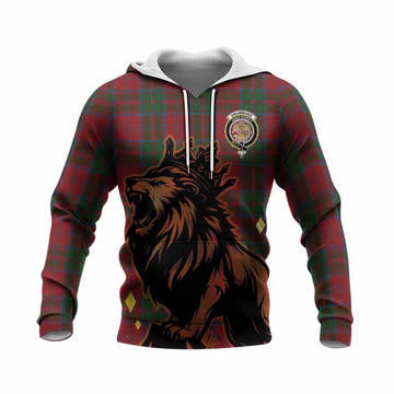 Drummond Tartan Family Crest Knitted Hoodie Crowned Lion Roaring
