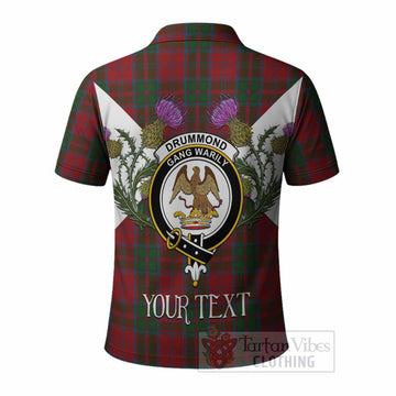 Drummond Tartan Family Crest Polo Shirt Scottish Burns Night Thistle Floral