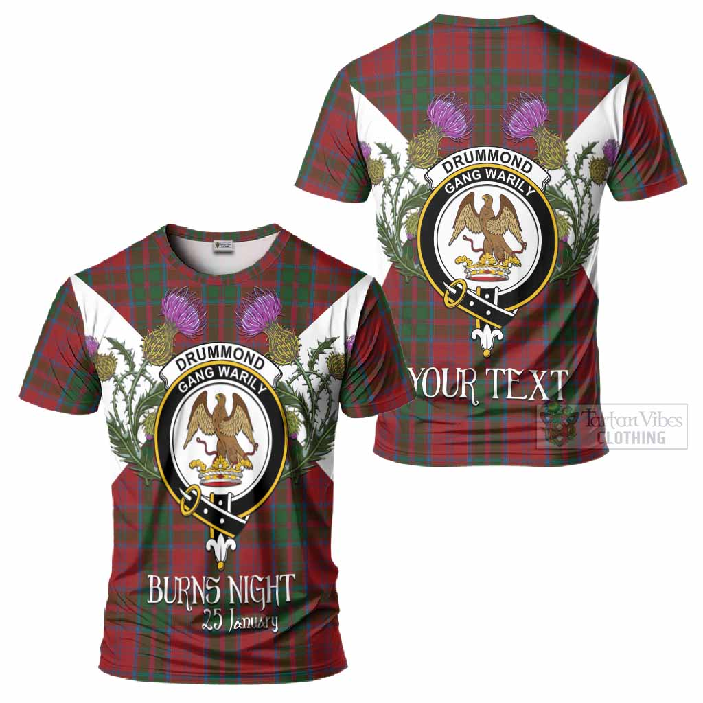 Drummond Tartan Family Crest T-Shirt Scottish Burns Night Thistle Floral