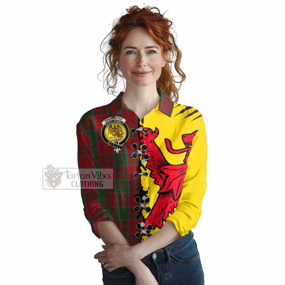 Drummond Tartan Family Crest Women Casual Shirt Lion Rampant Honor - Tartan Vibes Clothing