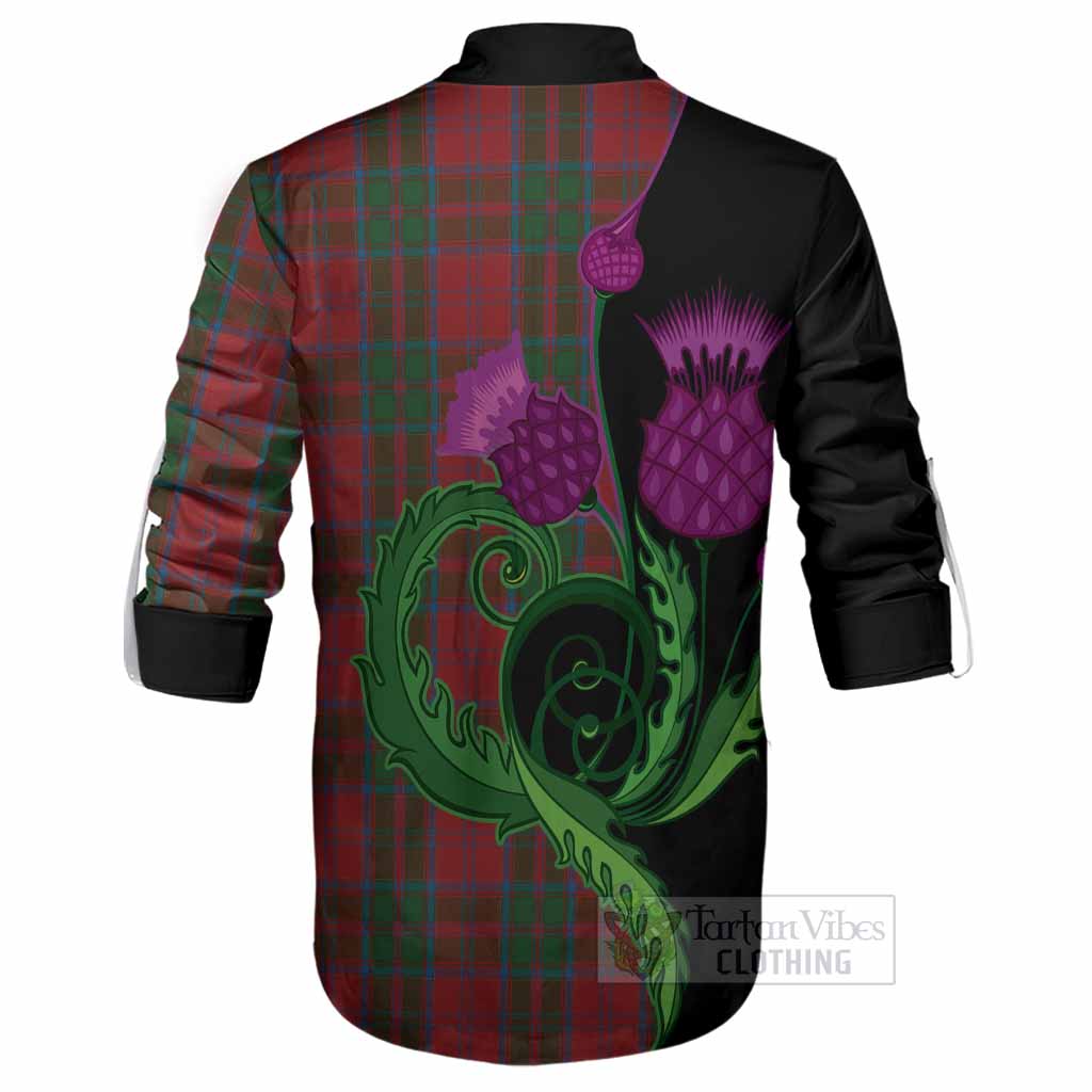 Drummond Tartan Ghillie Shirt Traditional Scottish Thistle