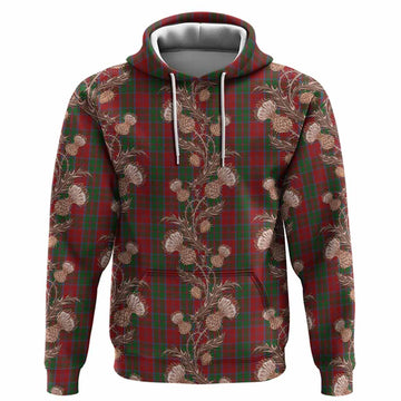 Drummond Tartan Hoodie Seamless Scottish Thistle Flowers