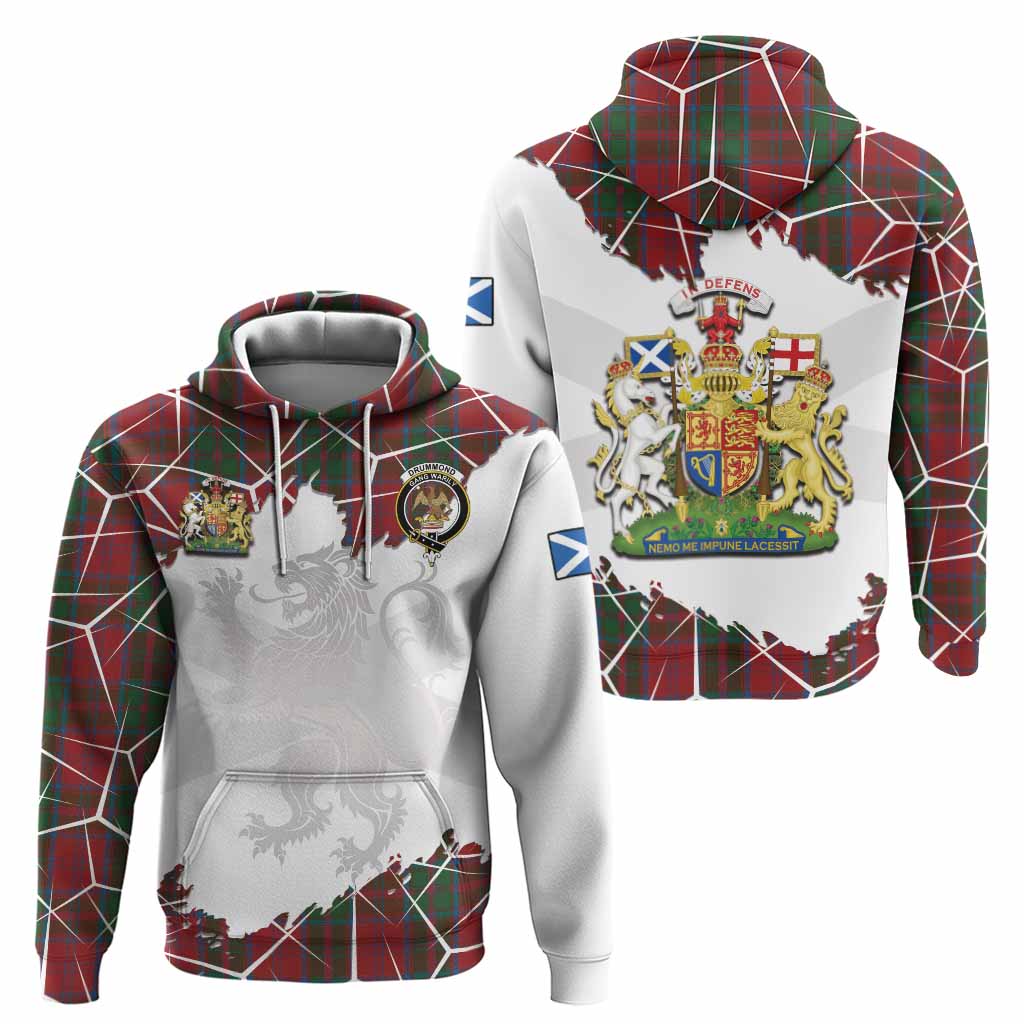 Drummond Tartan Hoodie with Family Crest and Lion Rampant Grunge Style