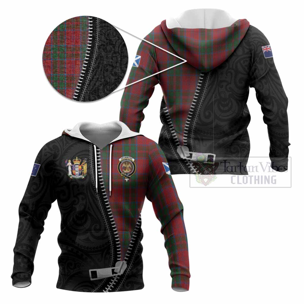 Drummond Tartan Knitted Hoodie New Zealand Pattern Unique Zipper Stylized