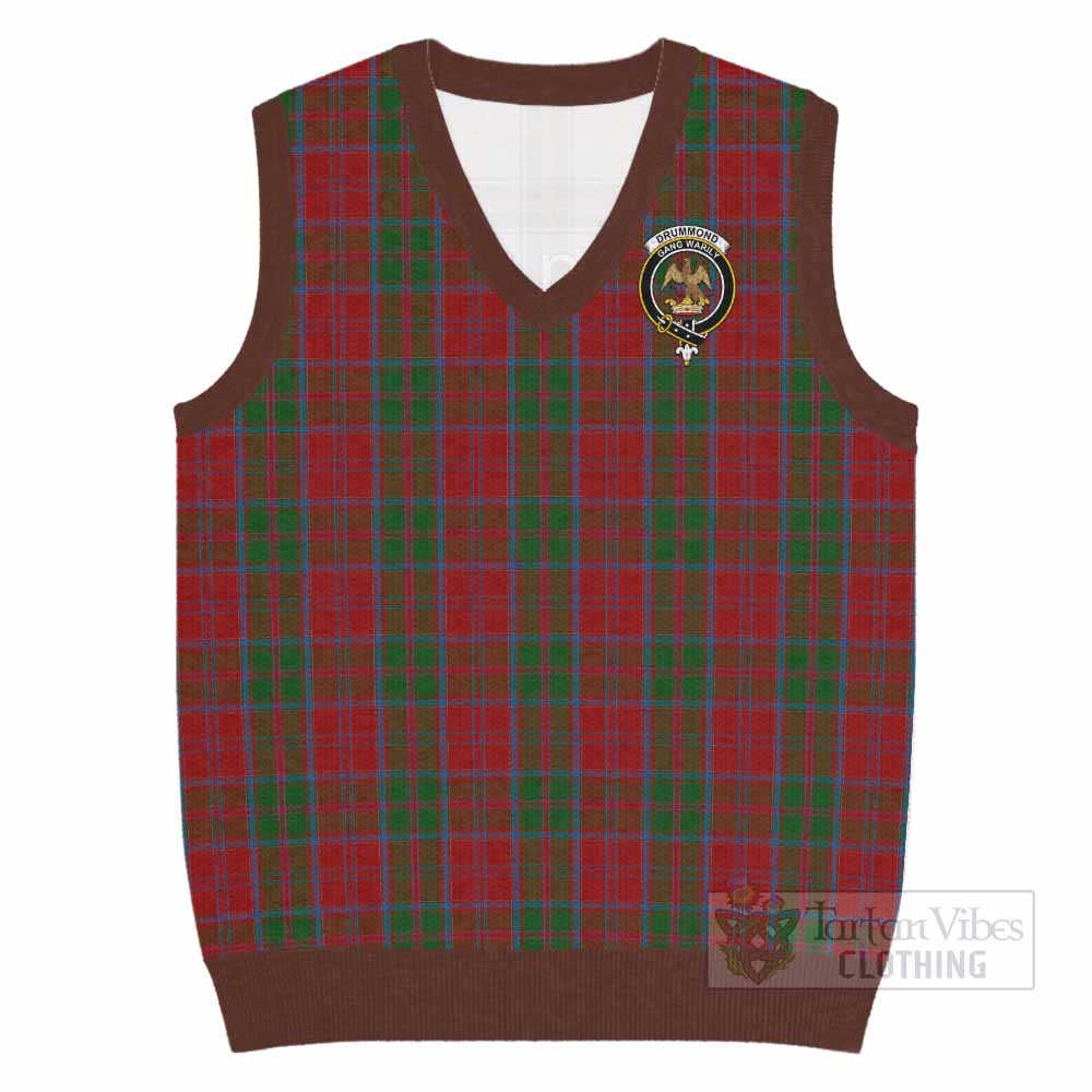 Drummond Tartan Knitted V-Neck Vest with Family Crest - Tartan Vibes Clothing