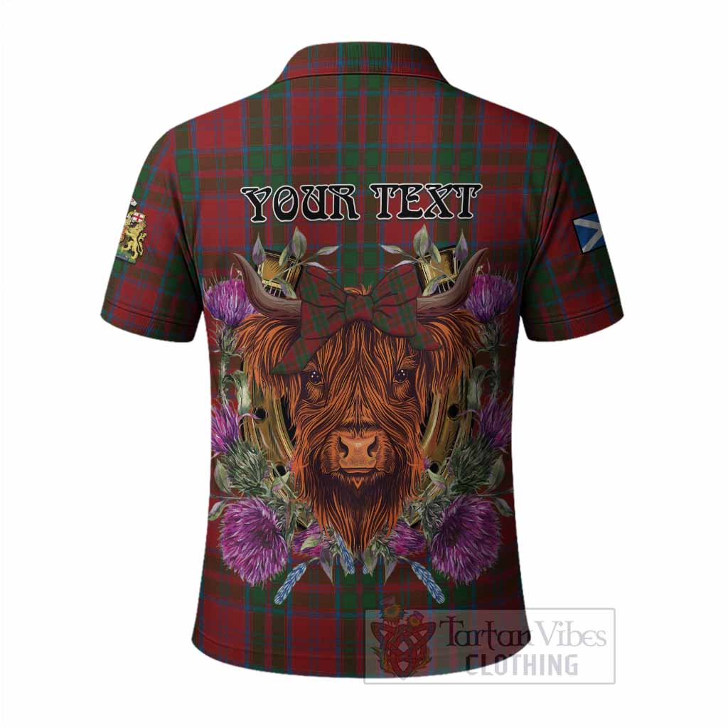 Drummond Tartan Polo Shirt Scottish Thistle Heilan Coo